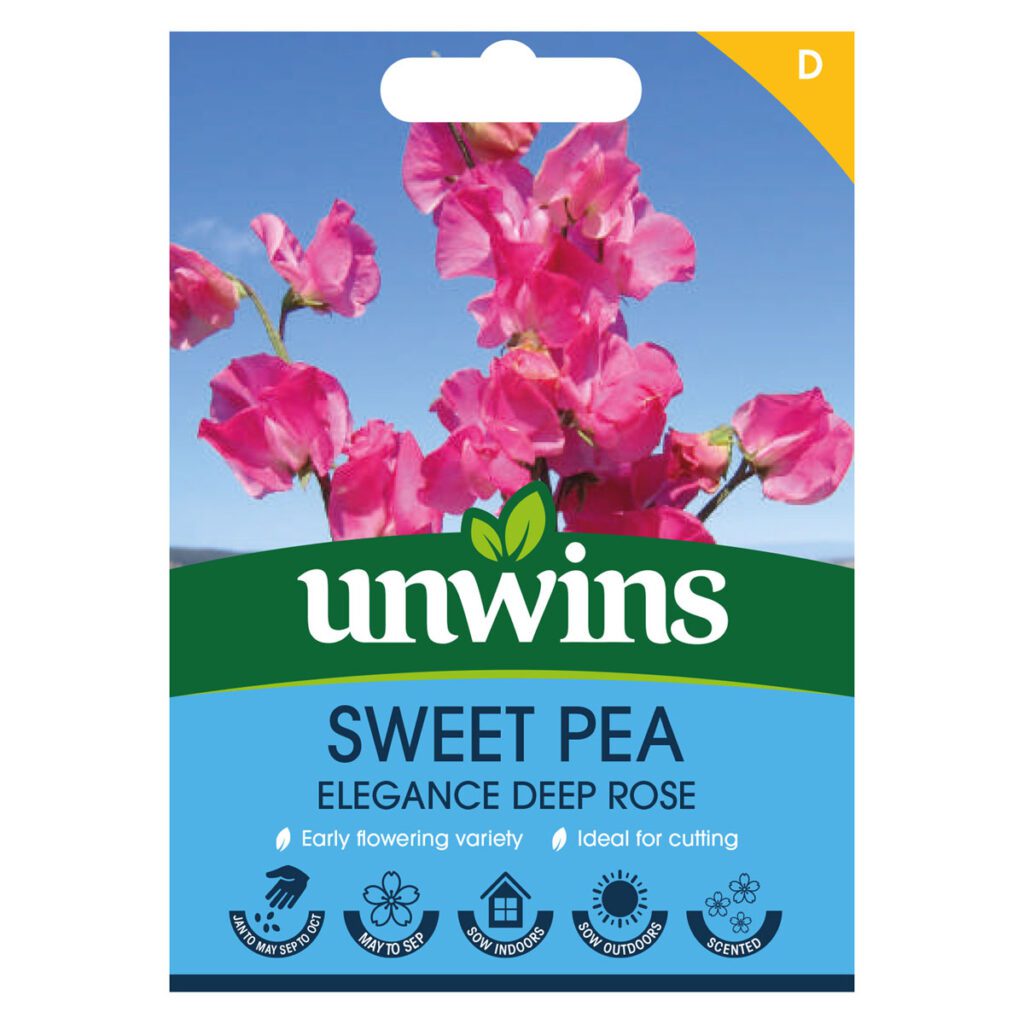 Unwins Sweet Pea Elegance Deep Rose Seeds 5051618024839 2